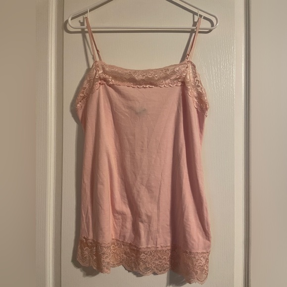 Vintage V.1 Couture Y2K Pink Lace Trim Cami Tank Size XL Cottage Whimsy Basic - Picture 1 of 7